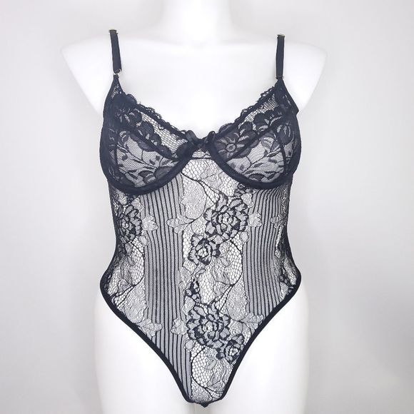 Lingerie Plus Size Sexy Lace Thong Bodysuit Plus Size Black sz 3X NEW - Picture 4 of 8